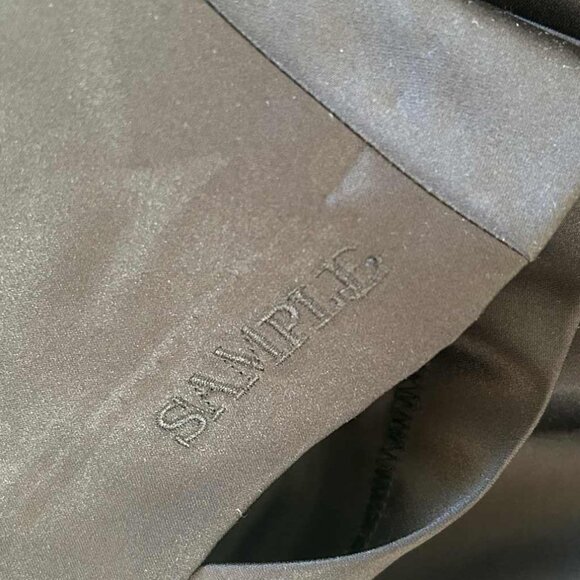 Bill Levkoff Espresso Satin Strapless Ruched Dress w/ Convertible Straps – US 10 - Picture 8 of 9